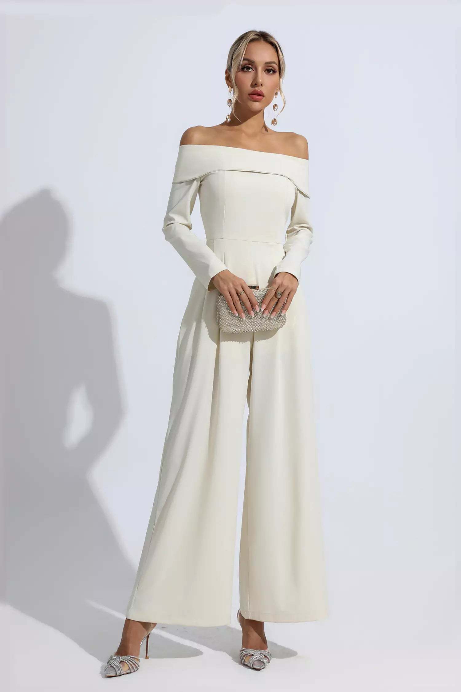 Aries Apricot Off Shoulder Drape Jumpsuit