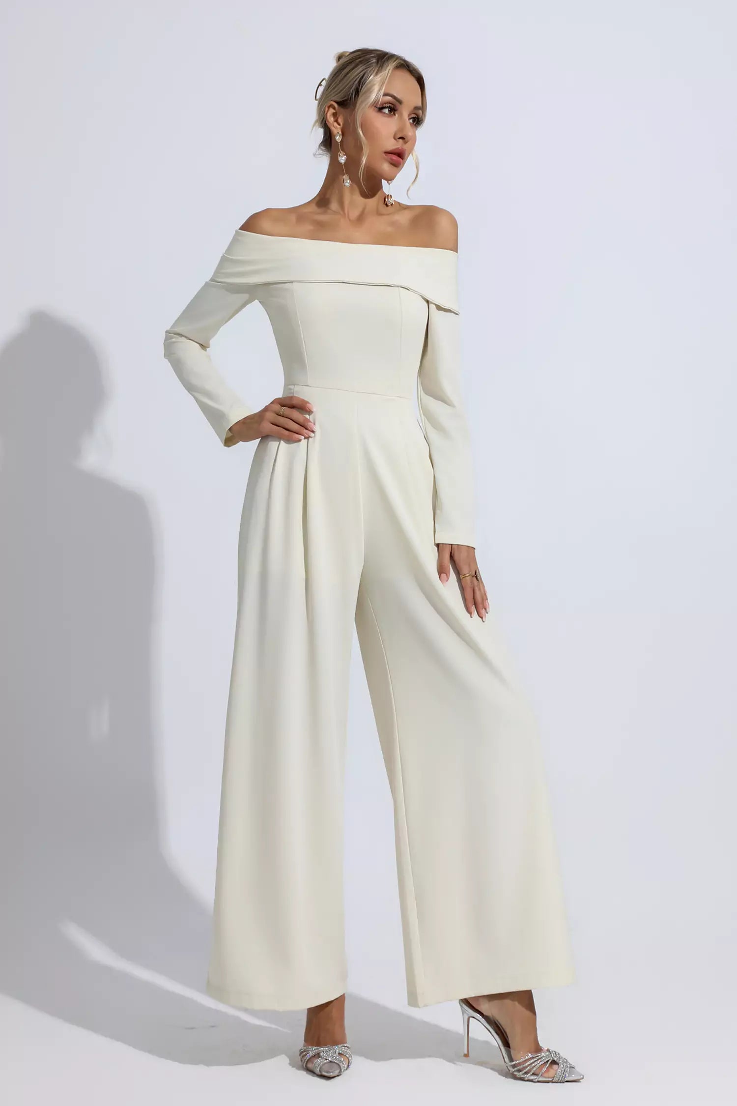 Aries Apricot Off Shoulder Drape Jumpsuit