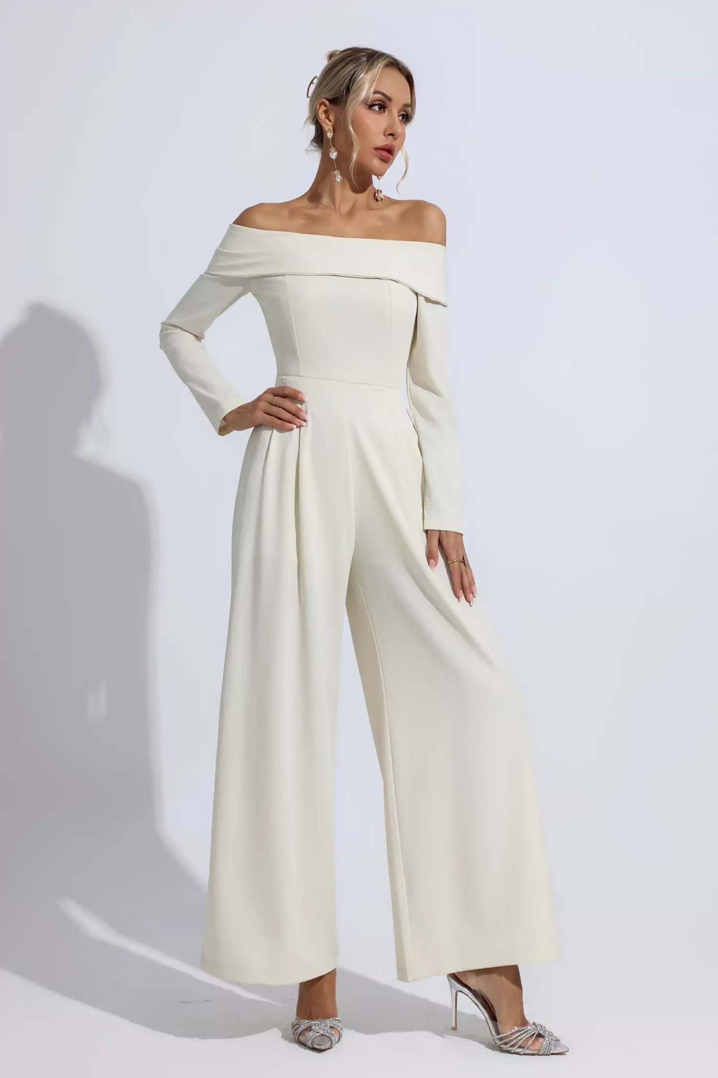 Aries Apricot Off Shoulder Drape Jumpsuit