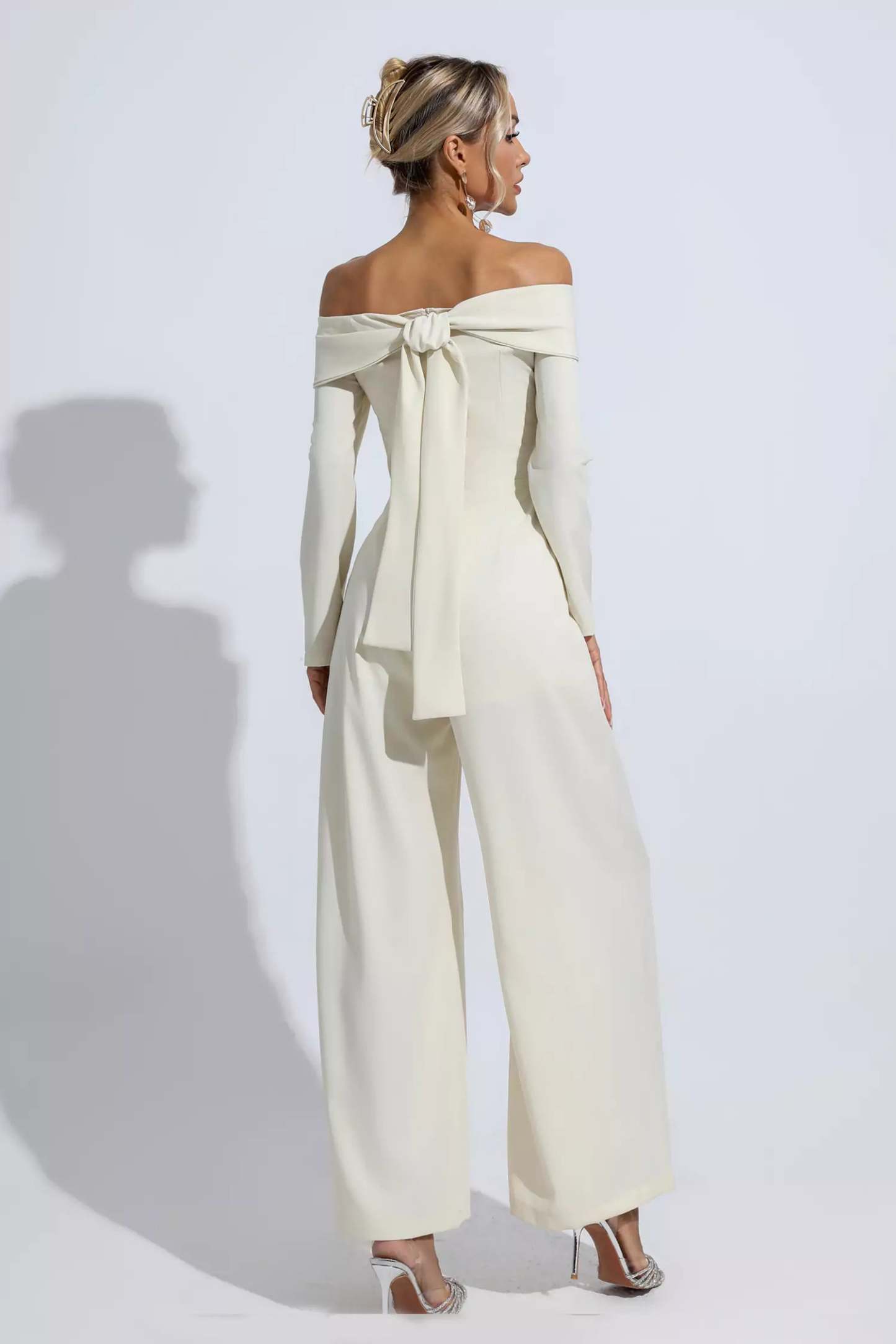 Aries Apricot Off Shoulder Drape Jumpsuit
