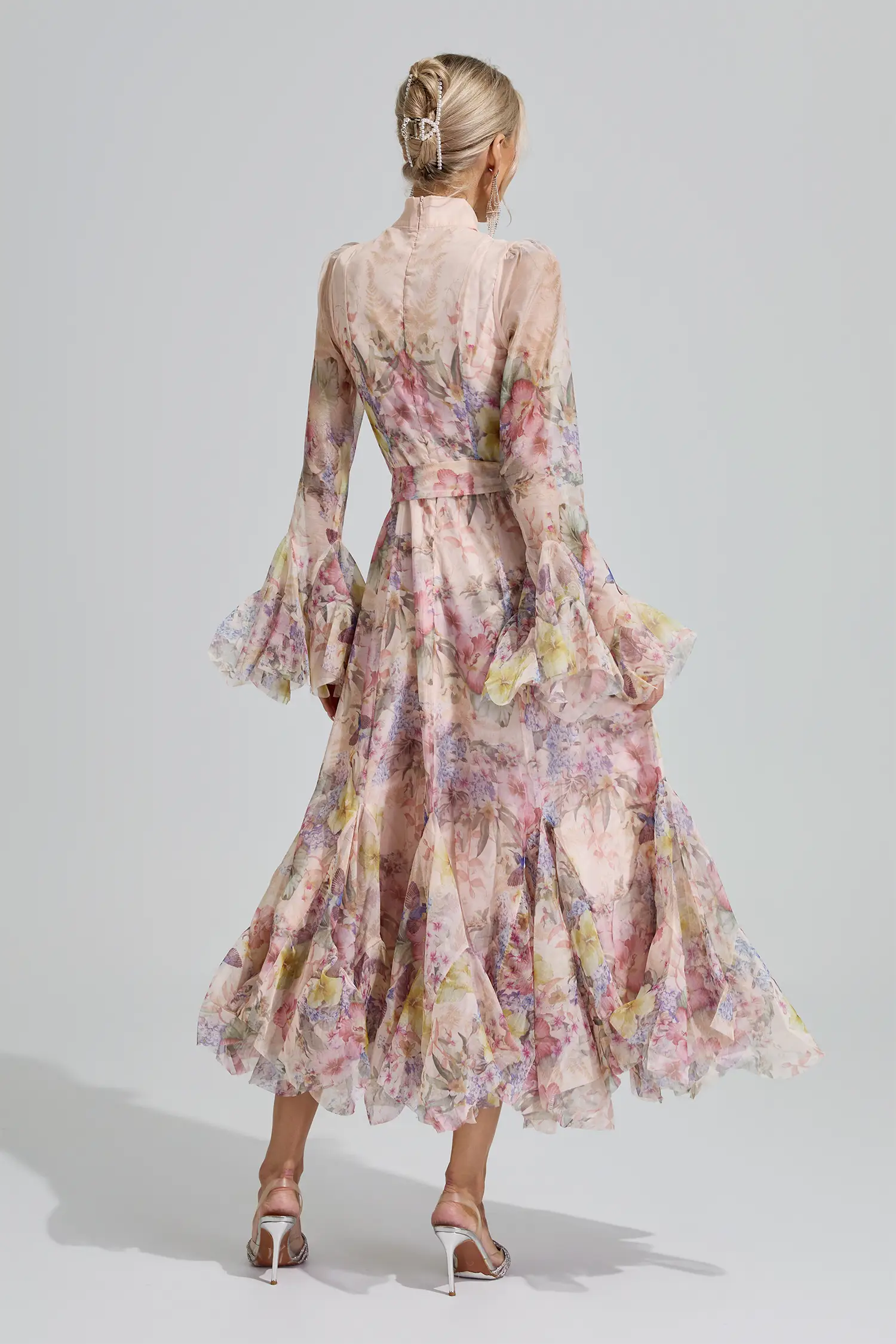 Vesta Apricot Floral Maxi Dress