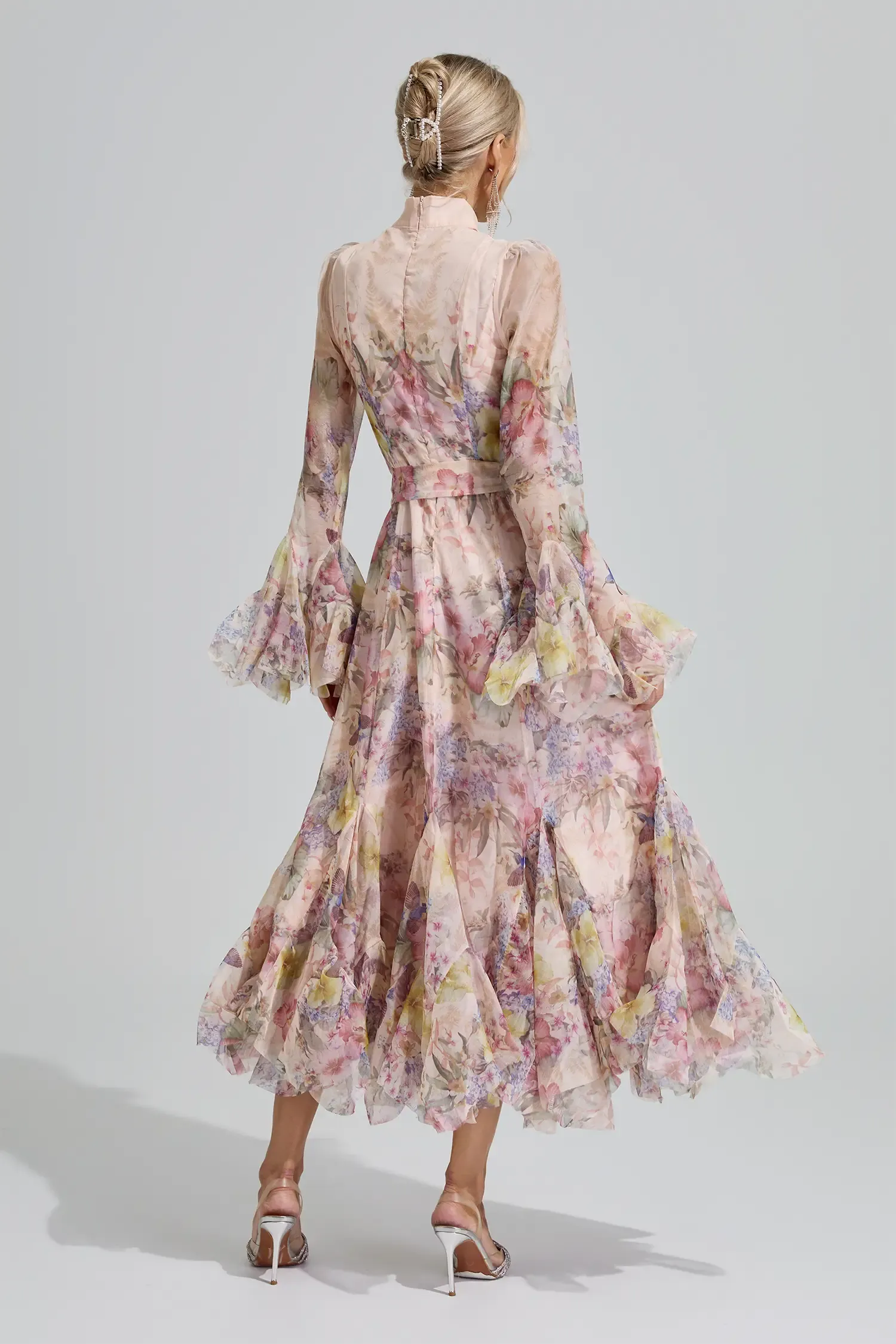 Vesta Apricot Floral Maxi Dress