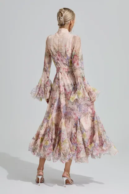 Vesta Apricot Floral Maxi Dress