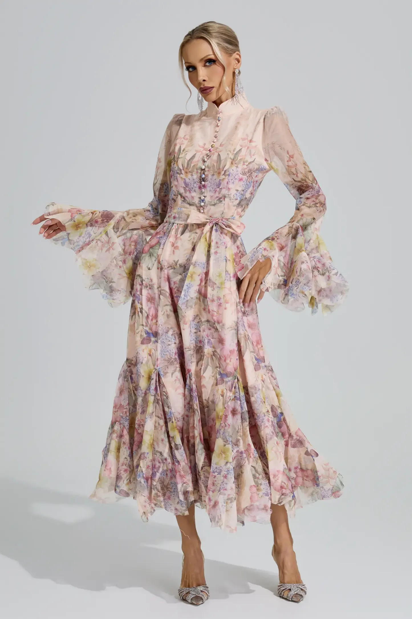 Vesta Apricot Floral Maxi Dress