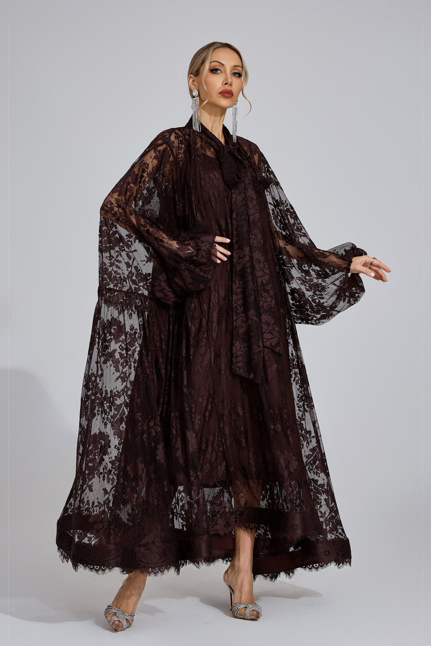 Bay Dark Brown Embroidered Maxi Dress