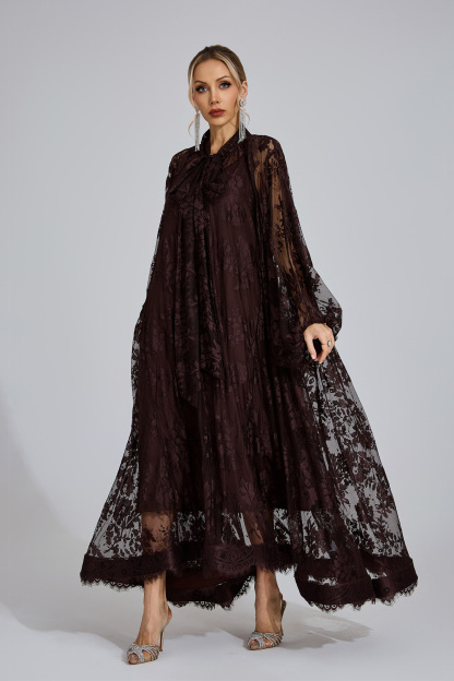 Bay Dark Brown Embroidered Maxi Dress