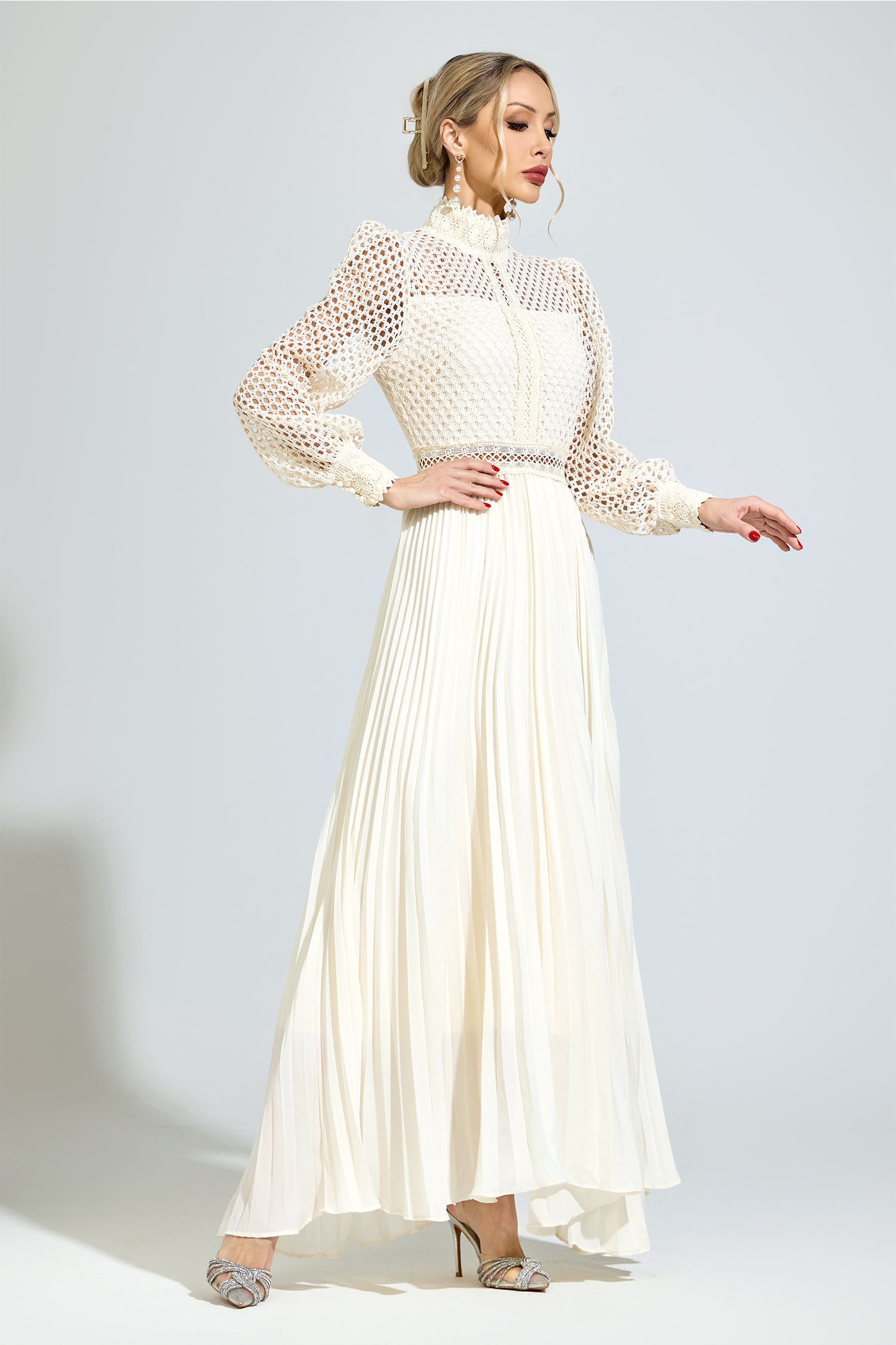 Zinn Apricot Embroidered Formal Dress