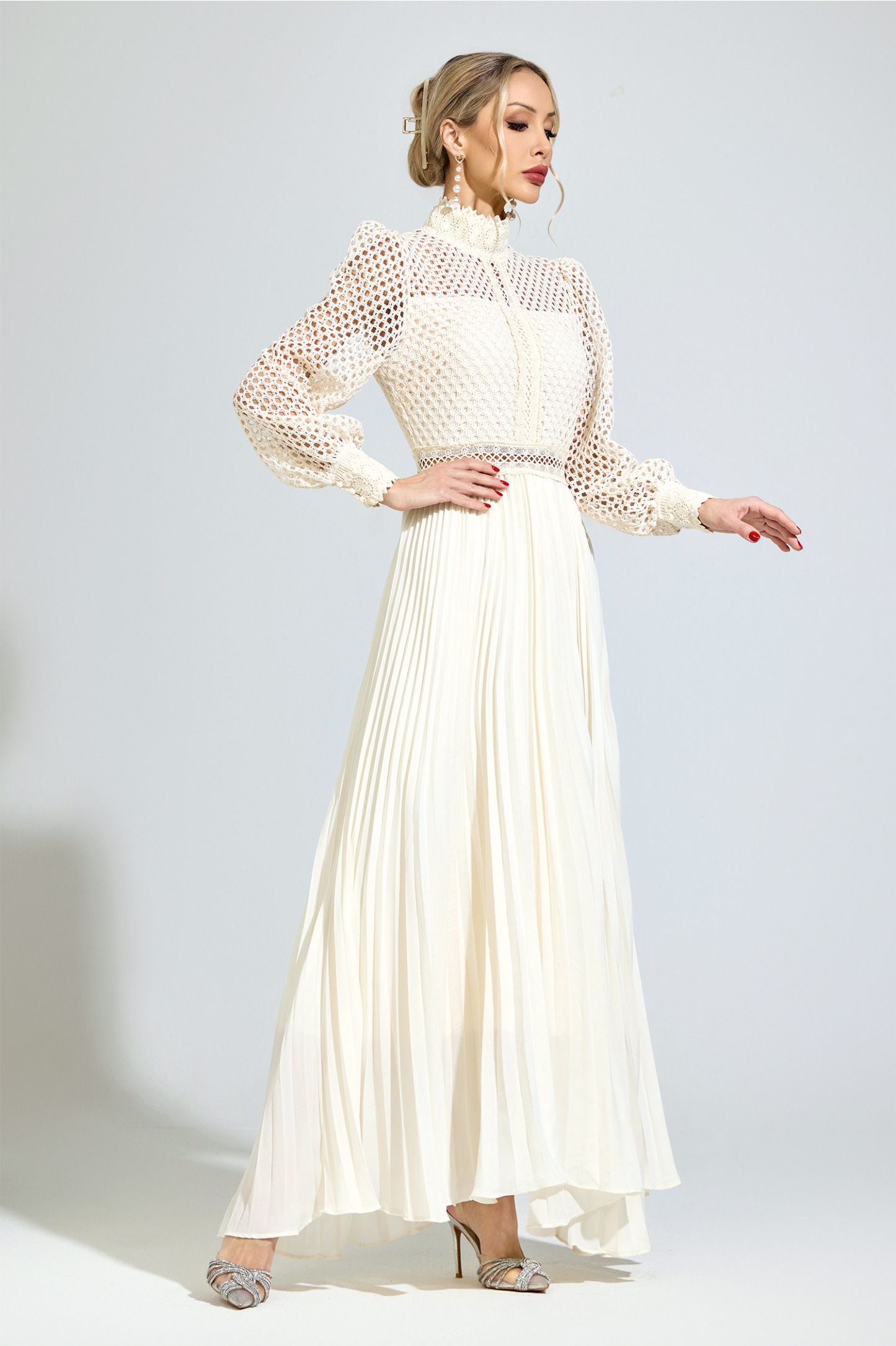 Zinn Apricot Embroidered Formal Dress