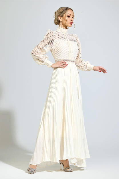 Zinn Apricot Embroidered Formal Dress