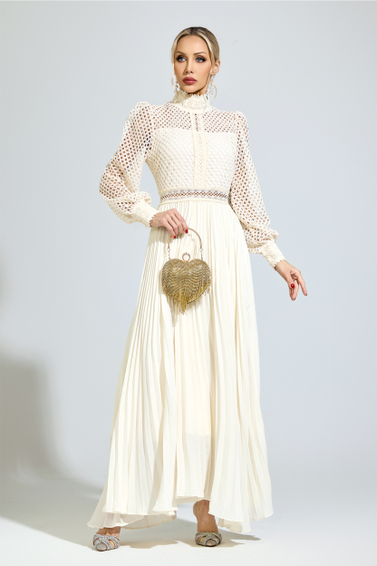 Zinn Apricot Embroidered Formal Dress