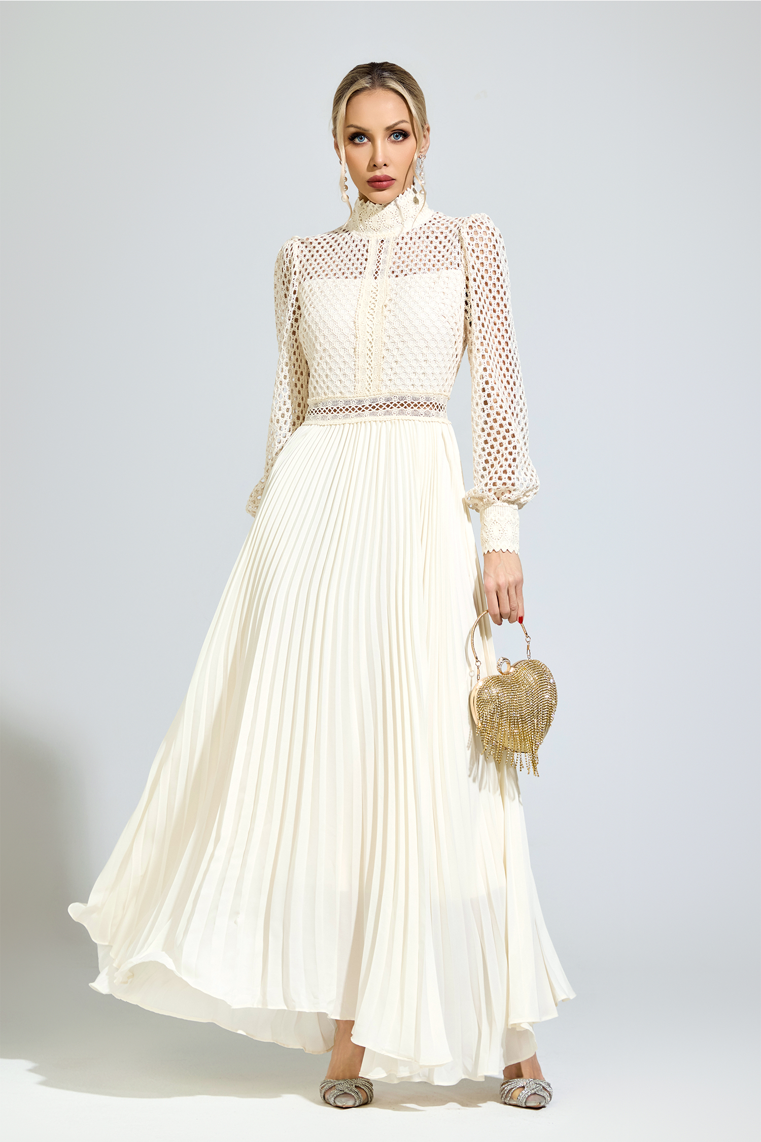 Zinn Apricot Embroidered Formal Dress