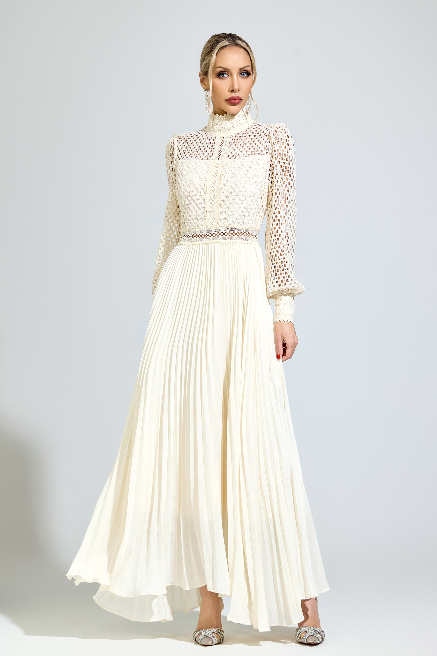 Zinn Apricot Embroidered Formal Dress