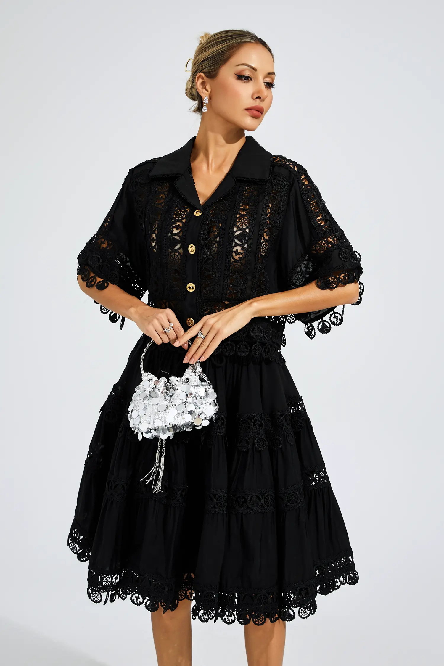 Patrick Black Lace Cut Out Set