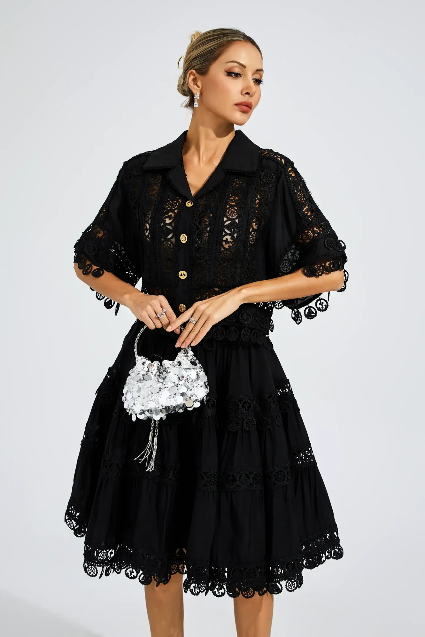 Patrick Black Lace Cut Out Set
