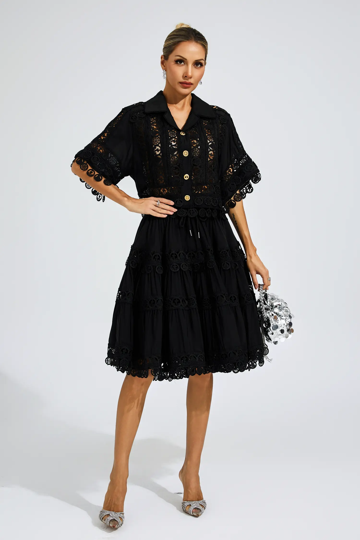 Patrick Black Lace Cut Out Set