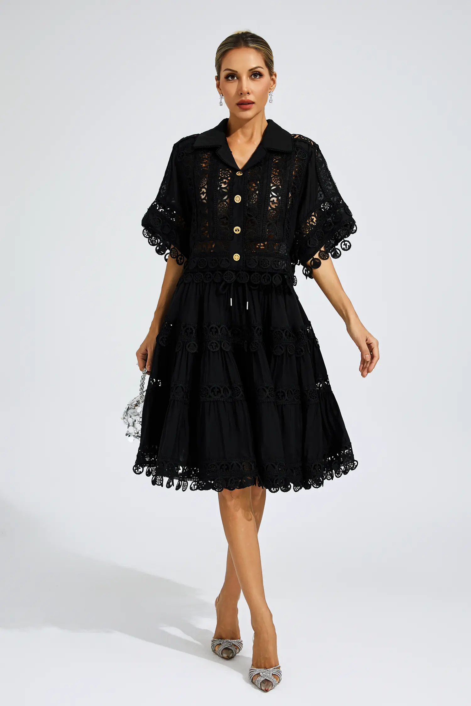 Patrick Black Lace Cut Out Set