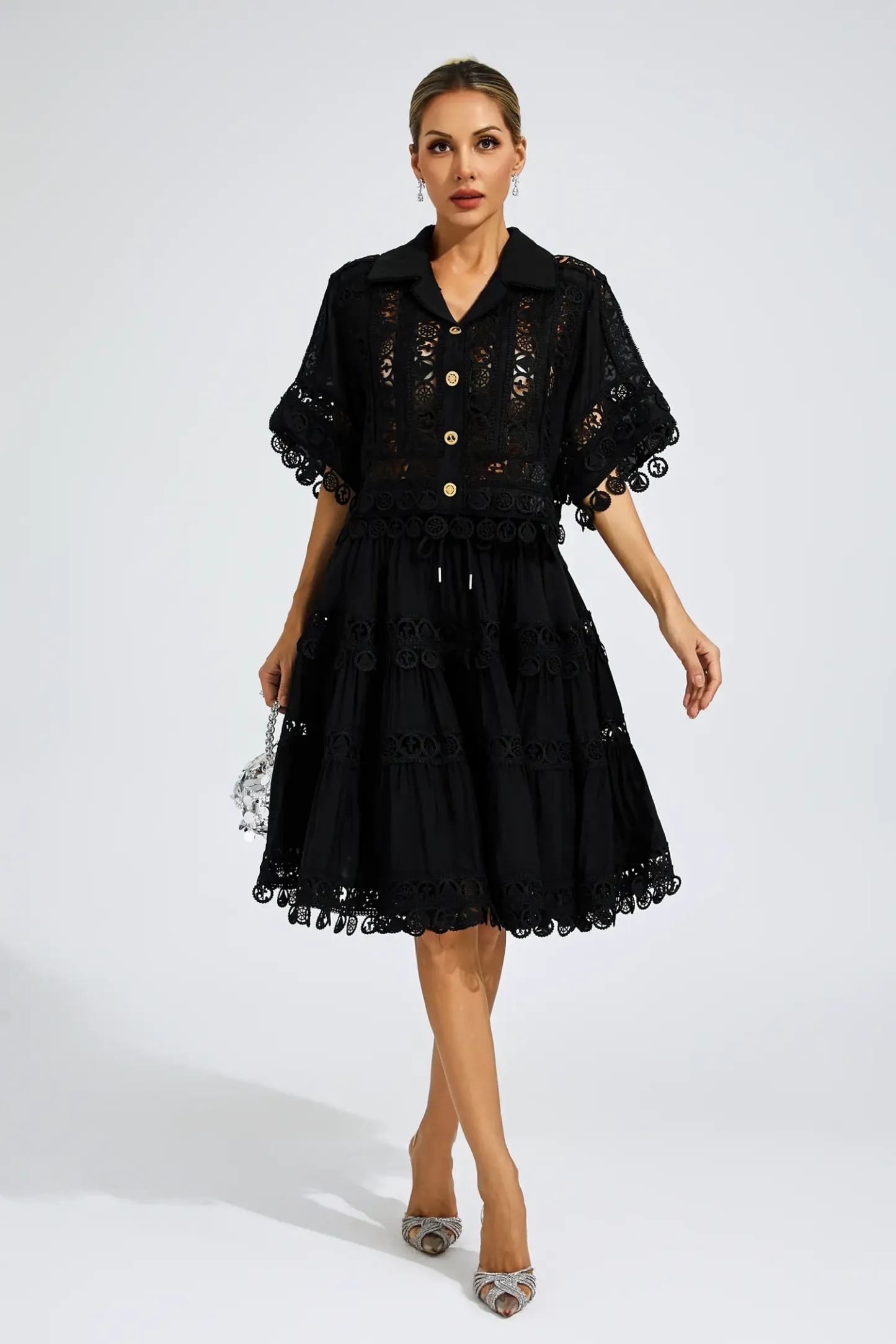 Patrick Black Lace Cut Out Set