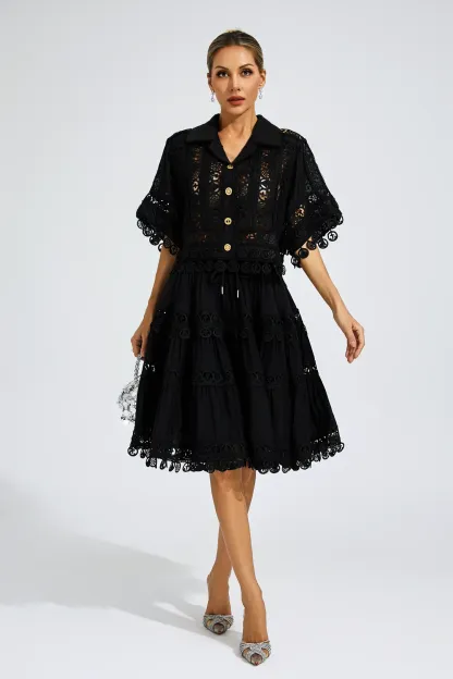 Patrick Black Lace Cut Out Set