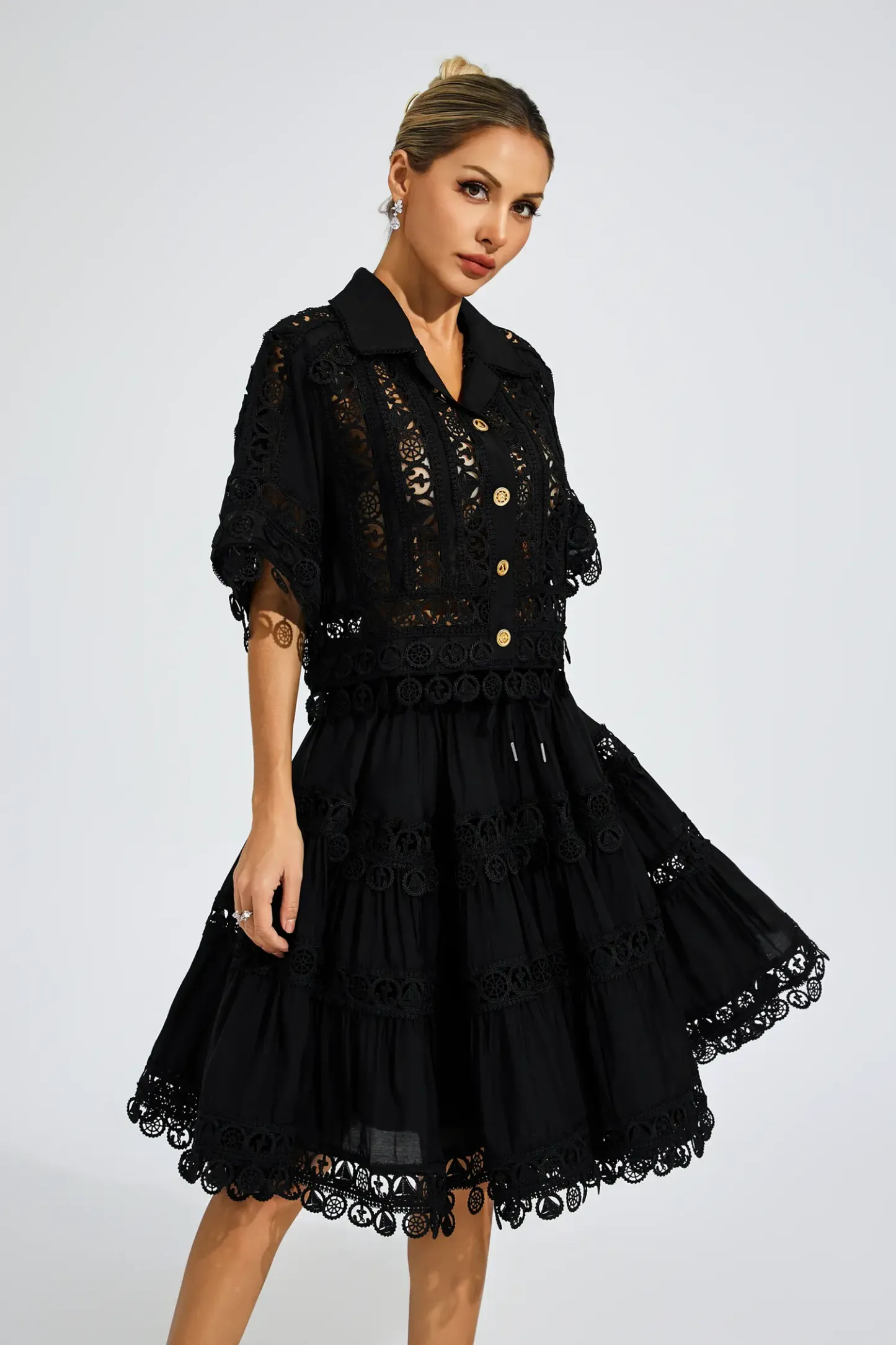 Patrick Black Lace Cut Out Set
