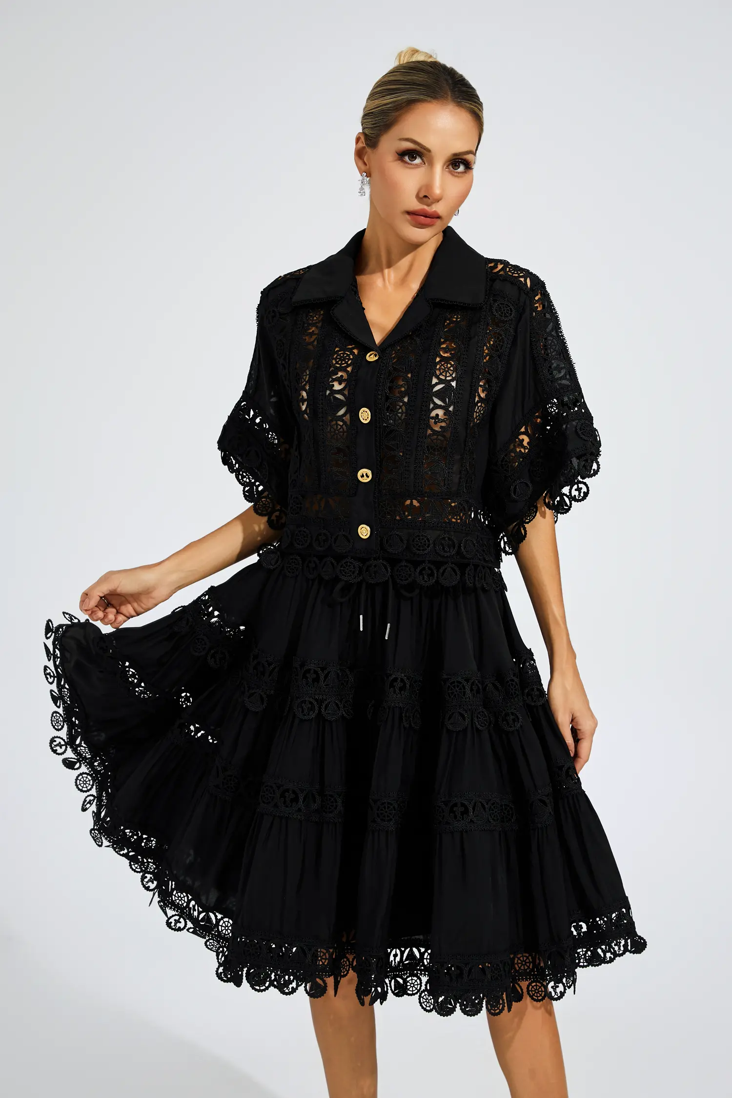 Patrick Black Lace Cut Out Set