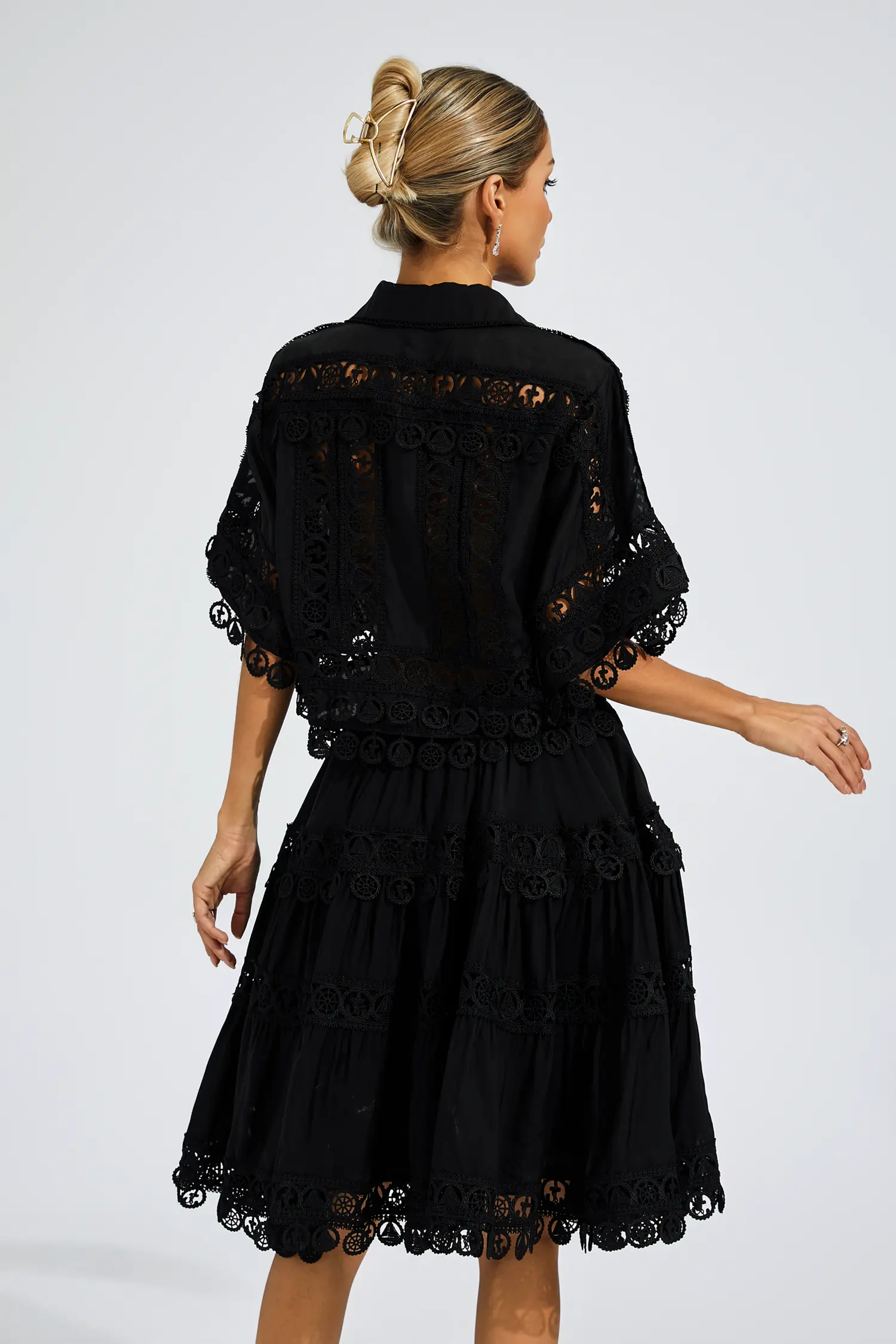 Patrick Black Lace Cut Out Set