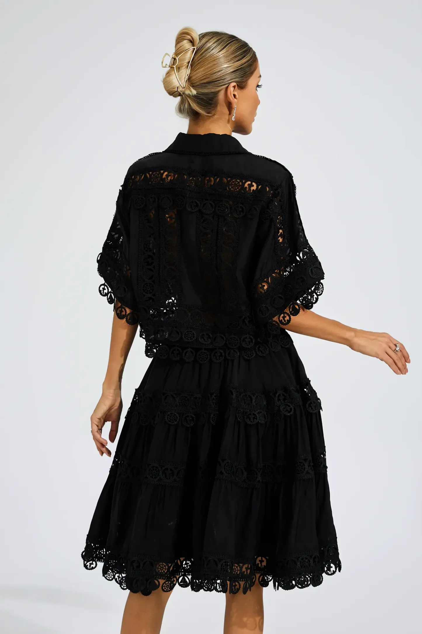 Patrick Black Lace Cut Out Set