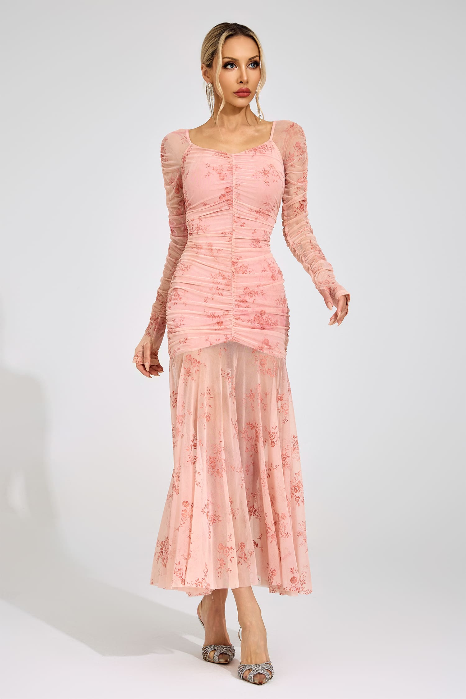Disa Pink Printed Maxi Dress