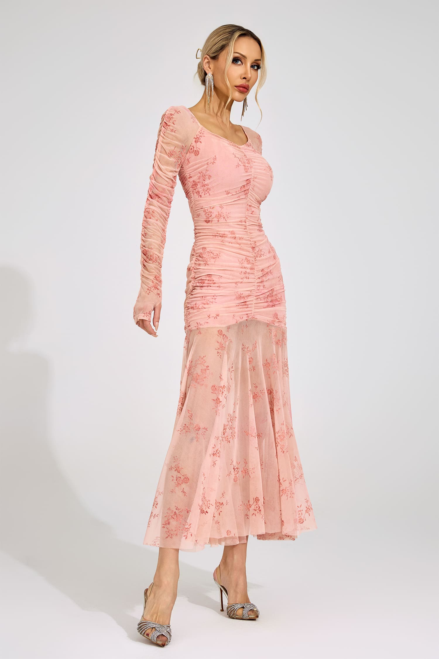 Disa Pink Printed Maxi Dress