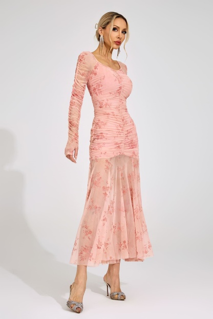 Disa Pink Printed Maxi Dress