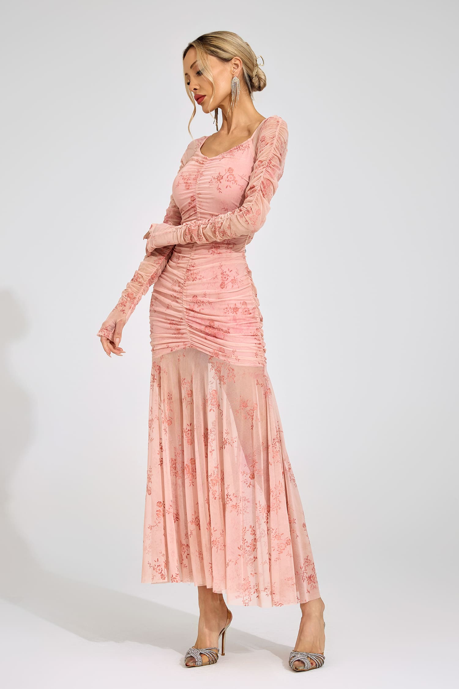 Disa Pink Printed Maxi Dress