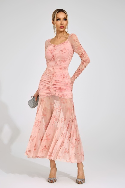 Disa Pink Printed Maxi Dress