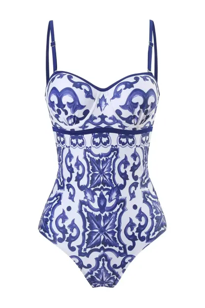 Cissie Blue Porcelain Pattern Swimwear