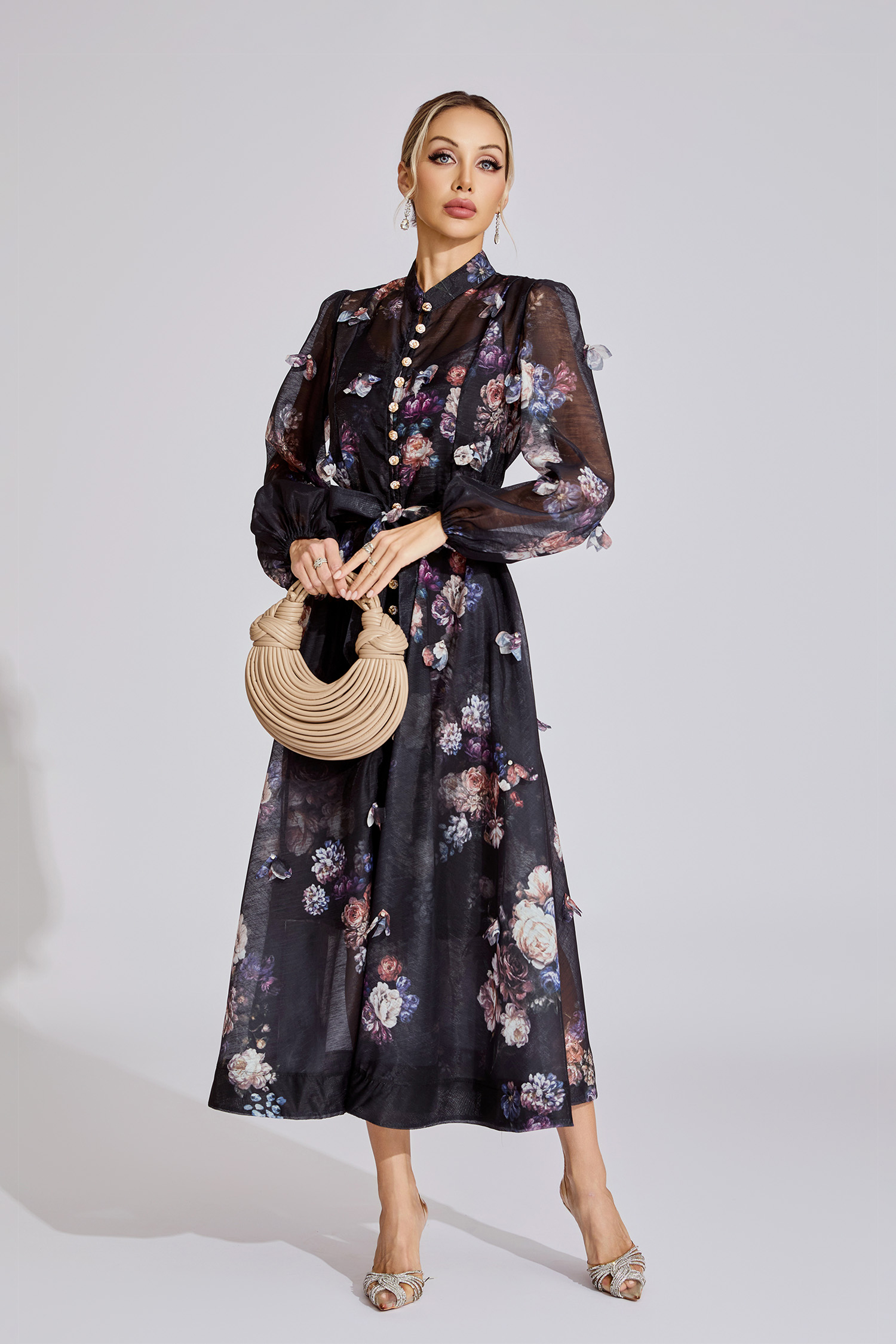 Belle Black Printed Maxi Dress