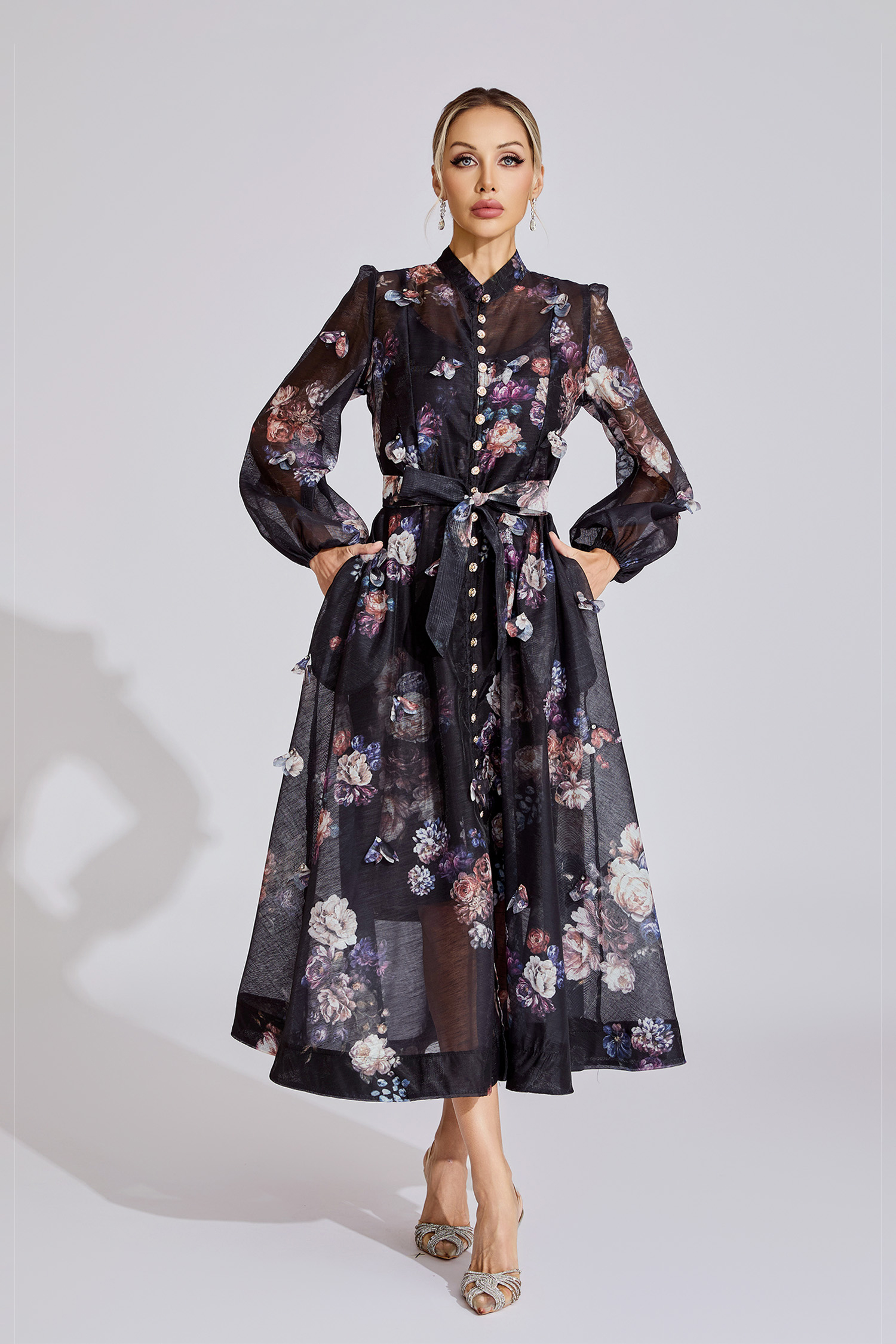 Belle Black Printed Maxi Dress