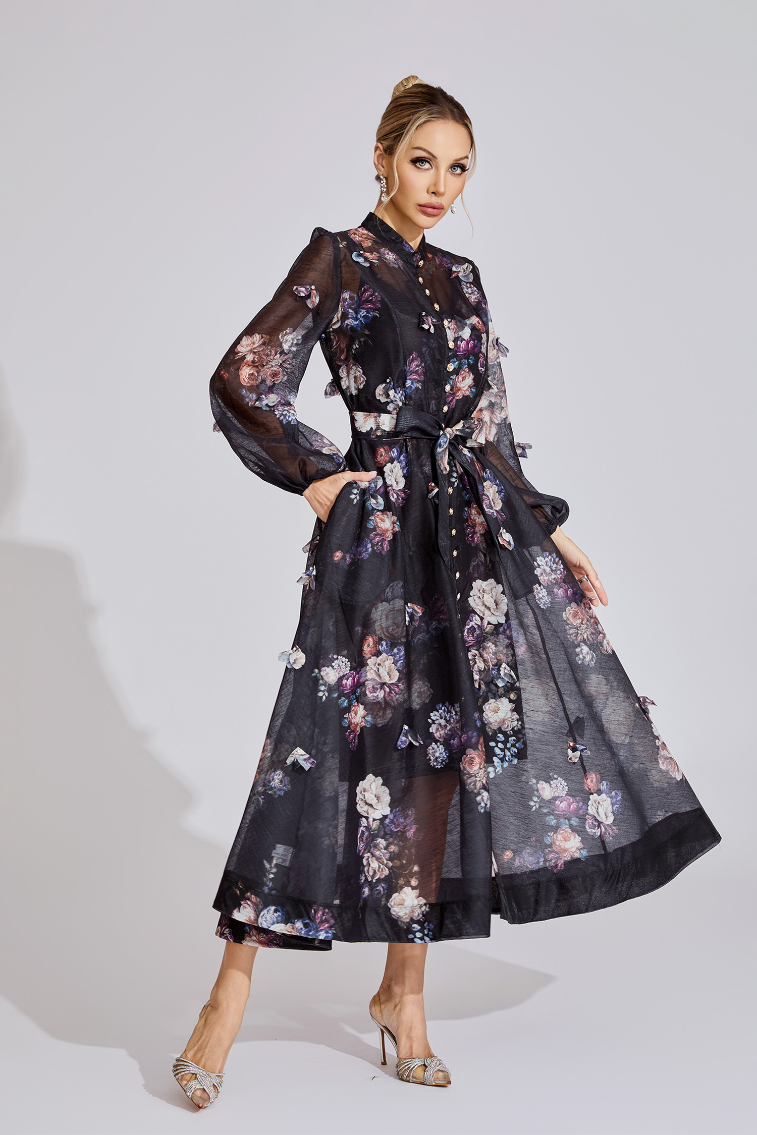 Belle Black Printed Maxi Dress
