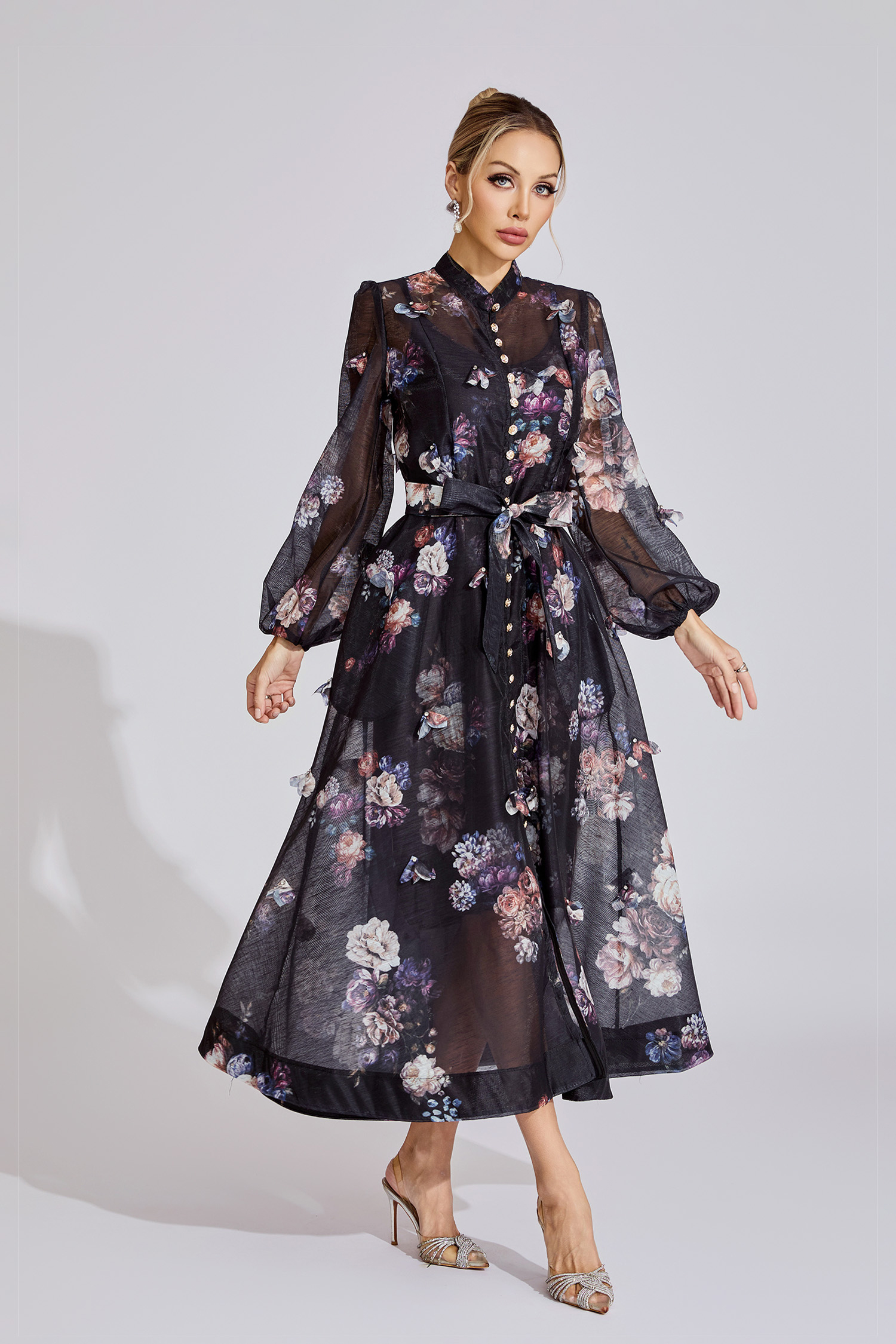 Belle Black Printed Maxi Dress