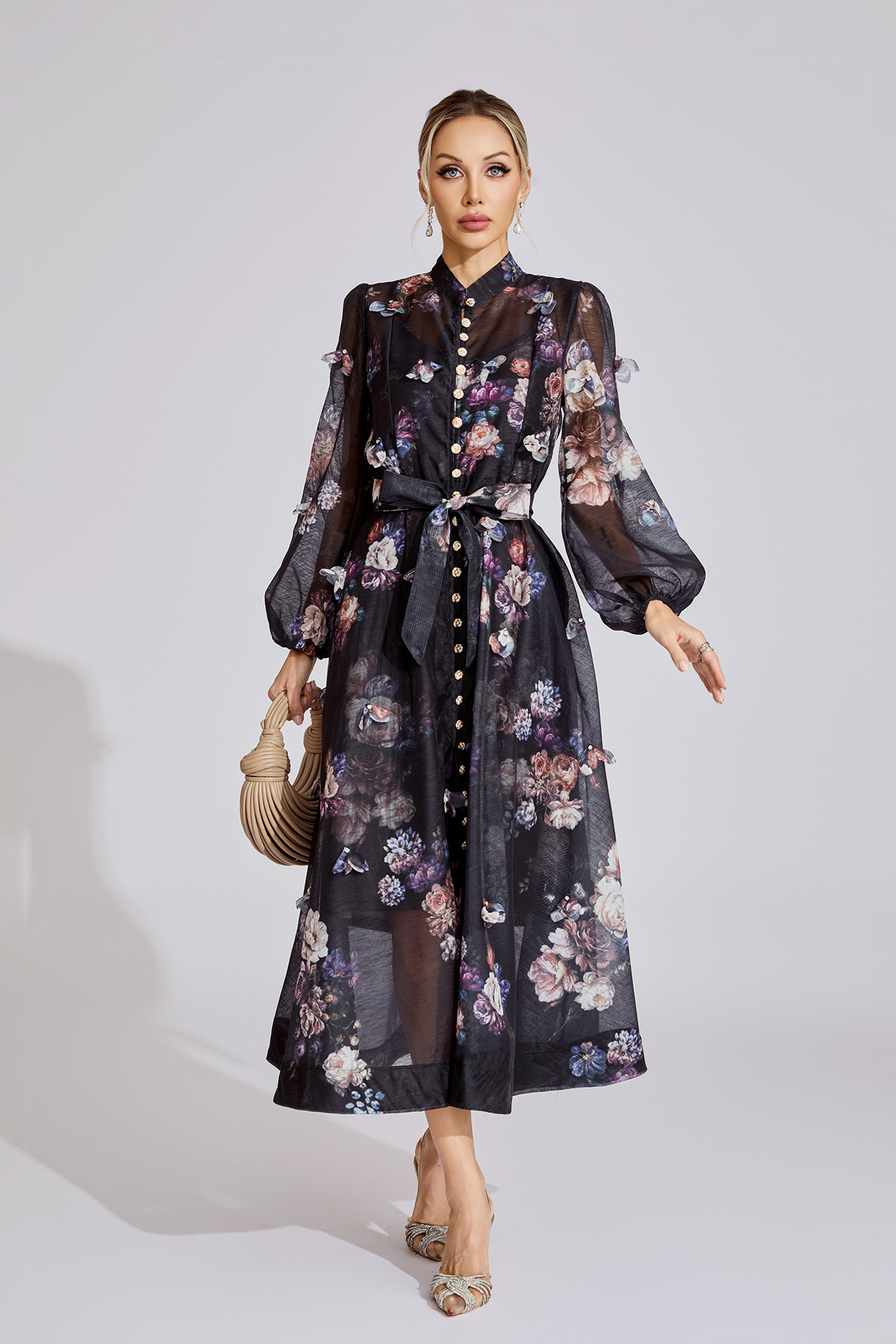 Belle Black Printed Maxi Dress