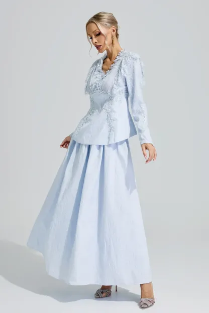 Gould Blue 3D Floral Lace Up Set