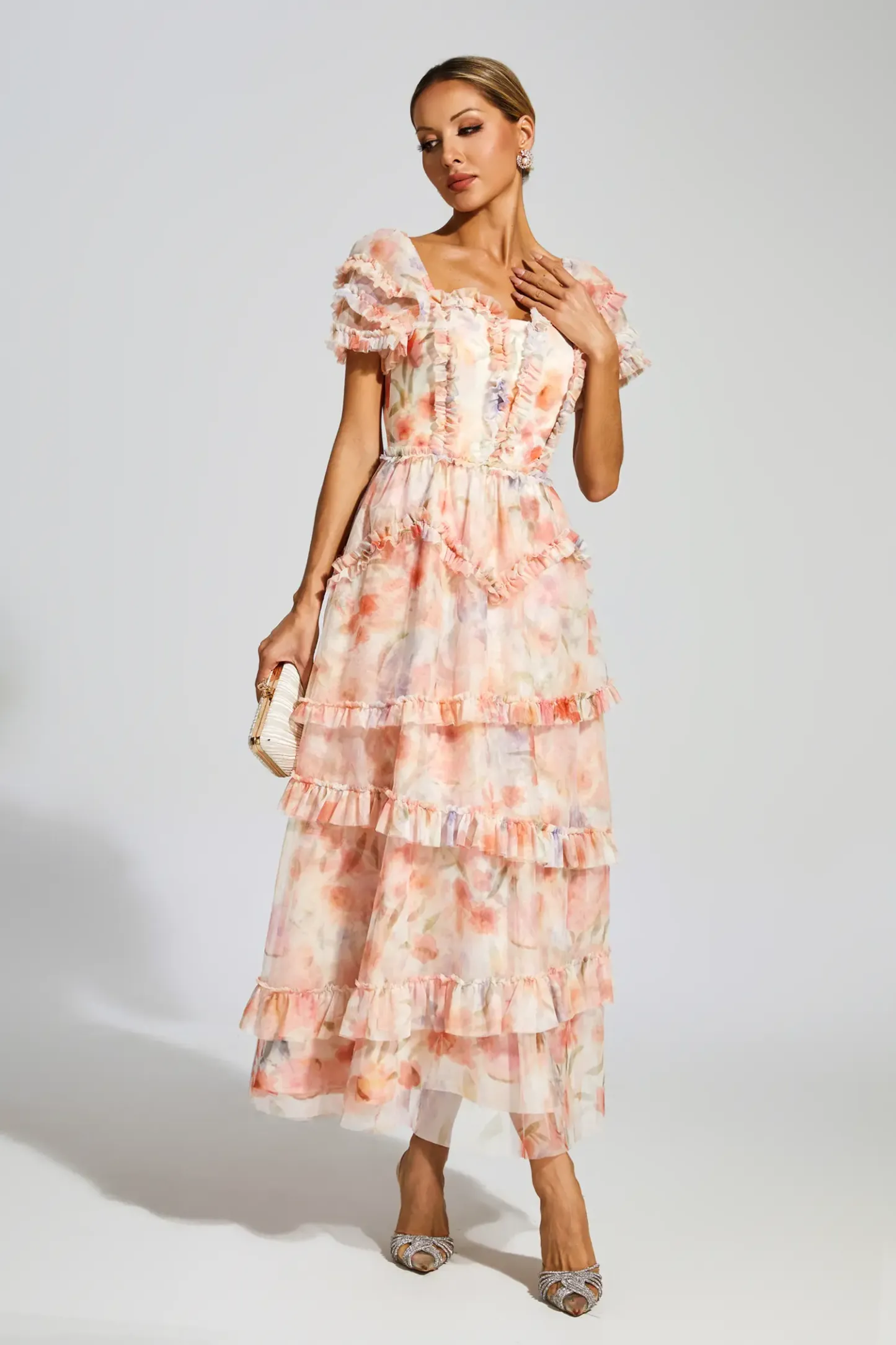 Gosse Pink Ruched Floral Dress