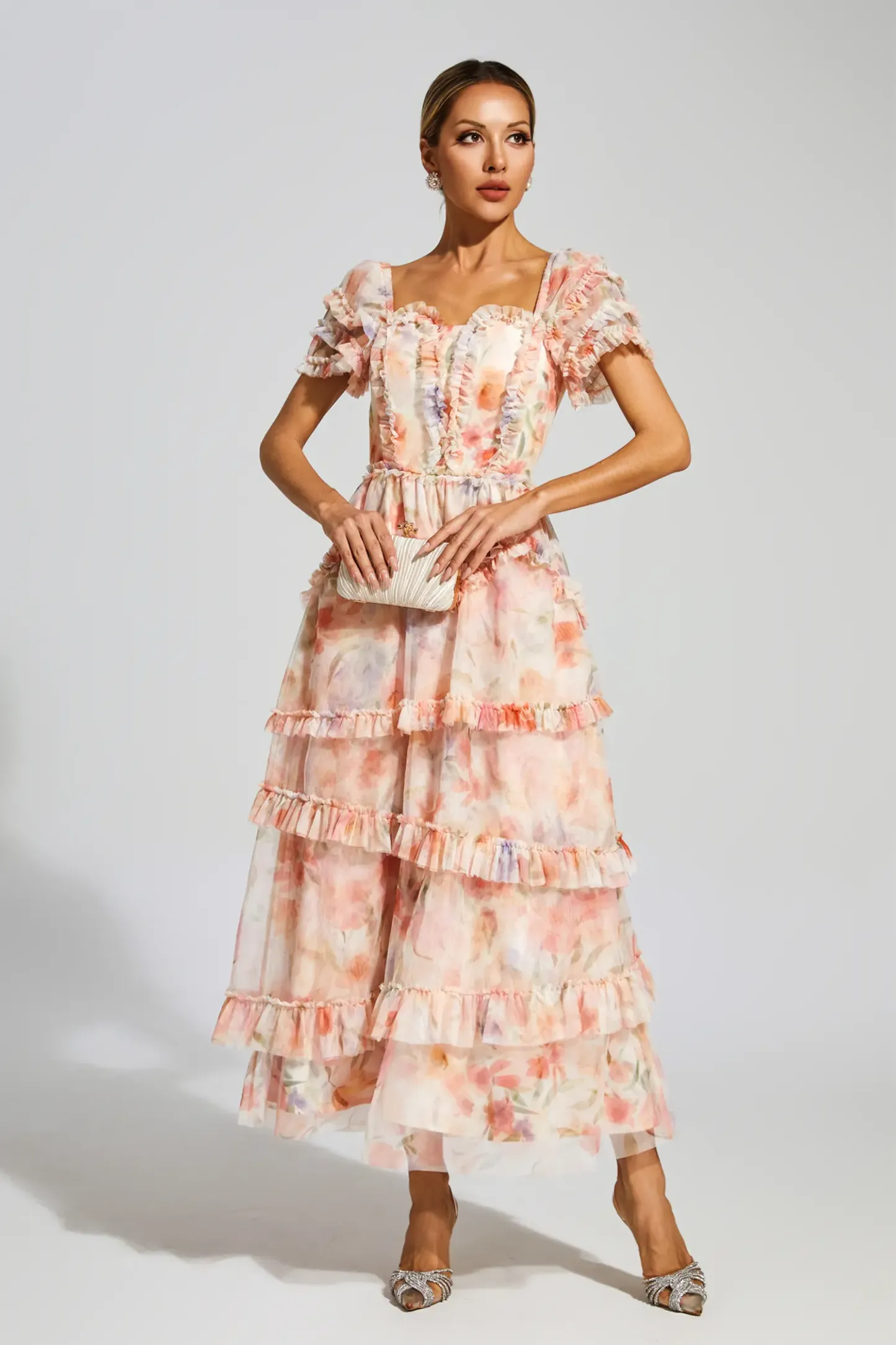 Gosse Pink Ruched Floral Dress