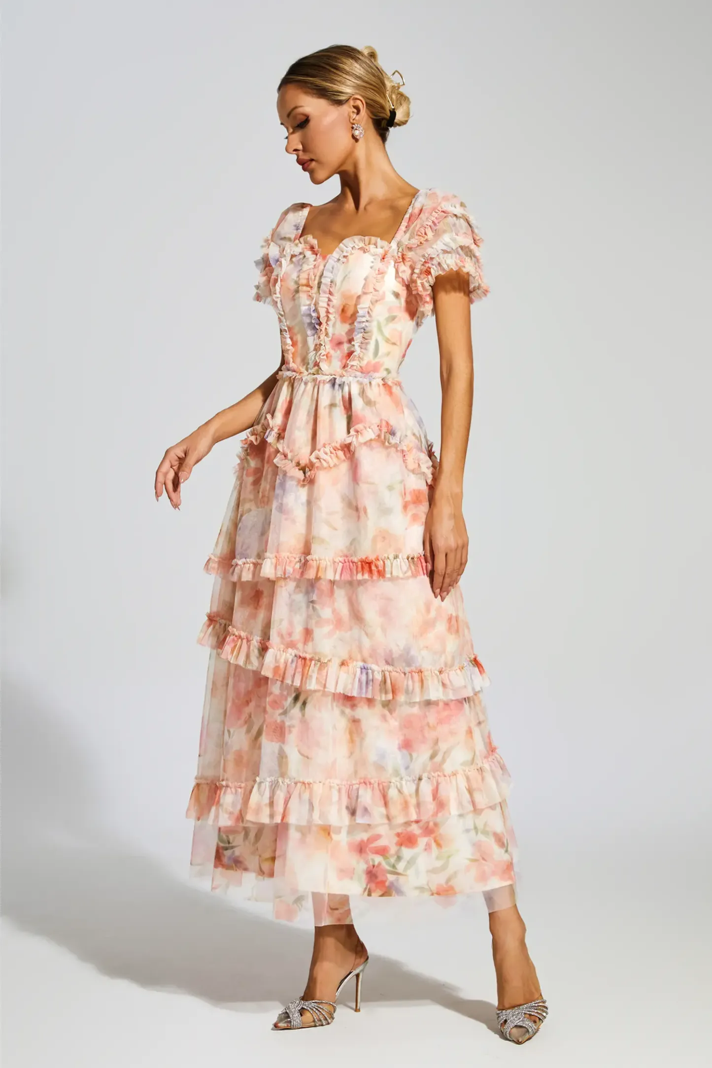 Gosse Pink Ruched Floral Dress