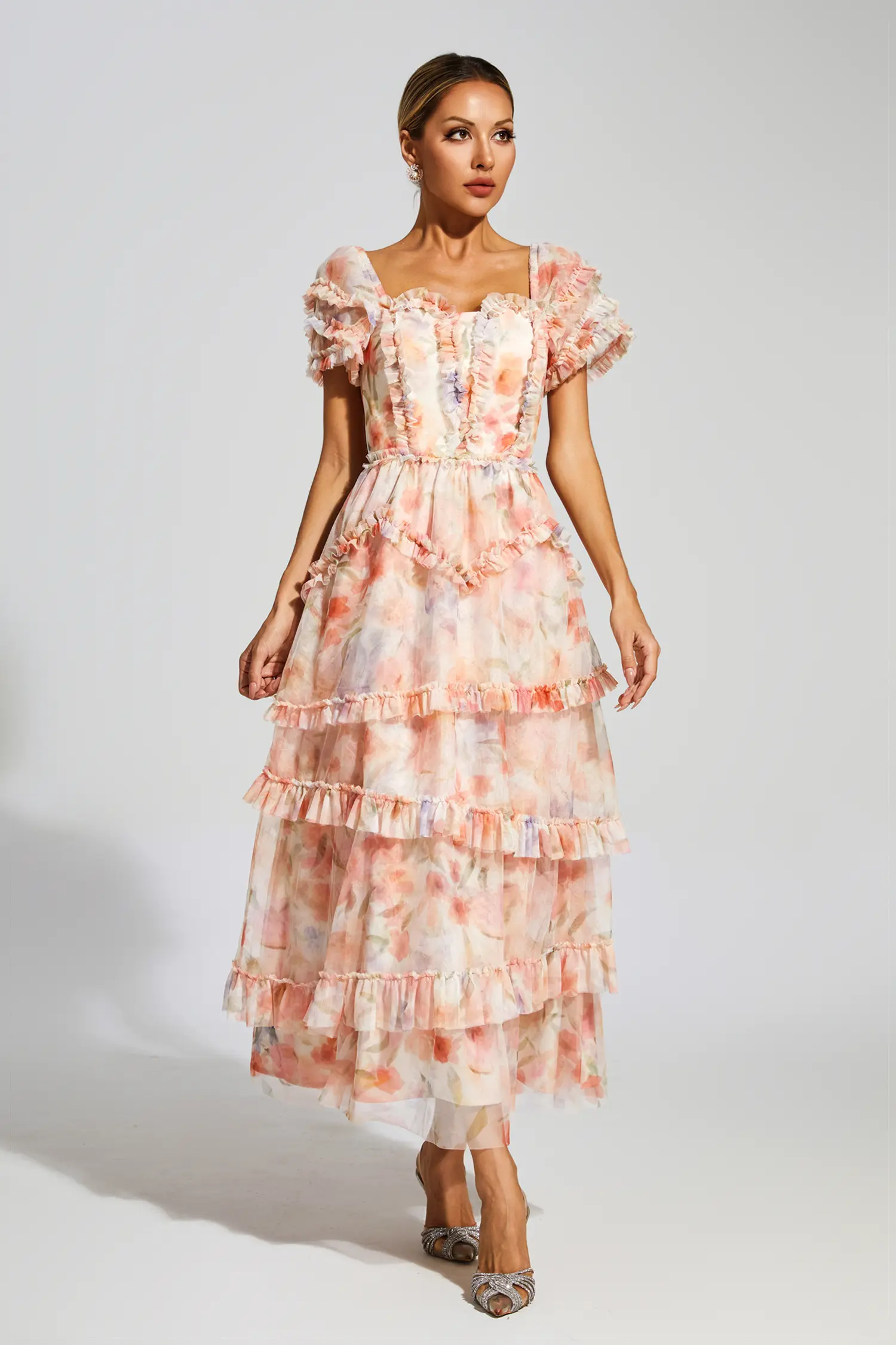 Gosse Pink Ruched Floral Dress