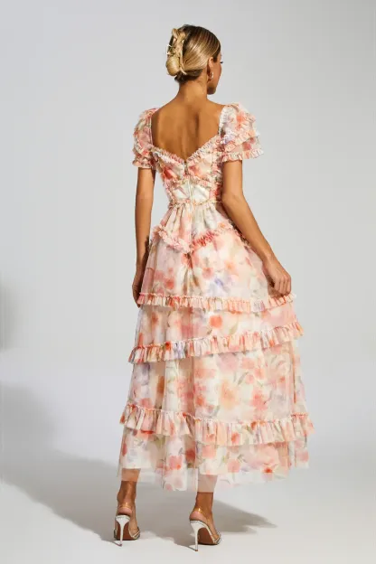 Gosse Pink Ruched Floral Dress