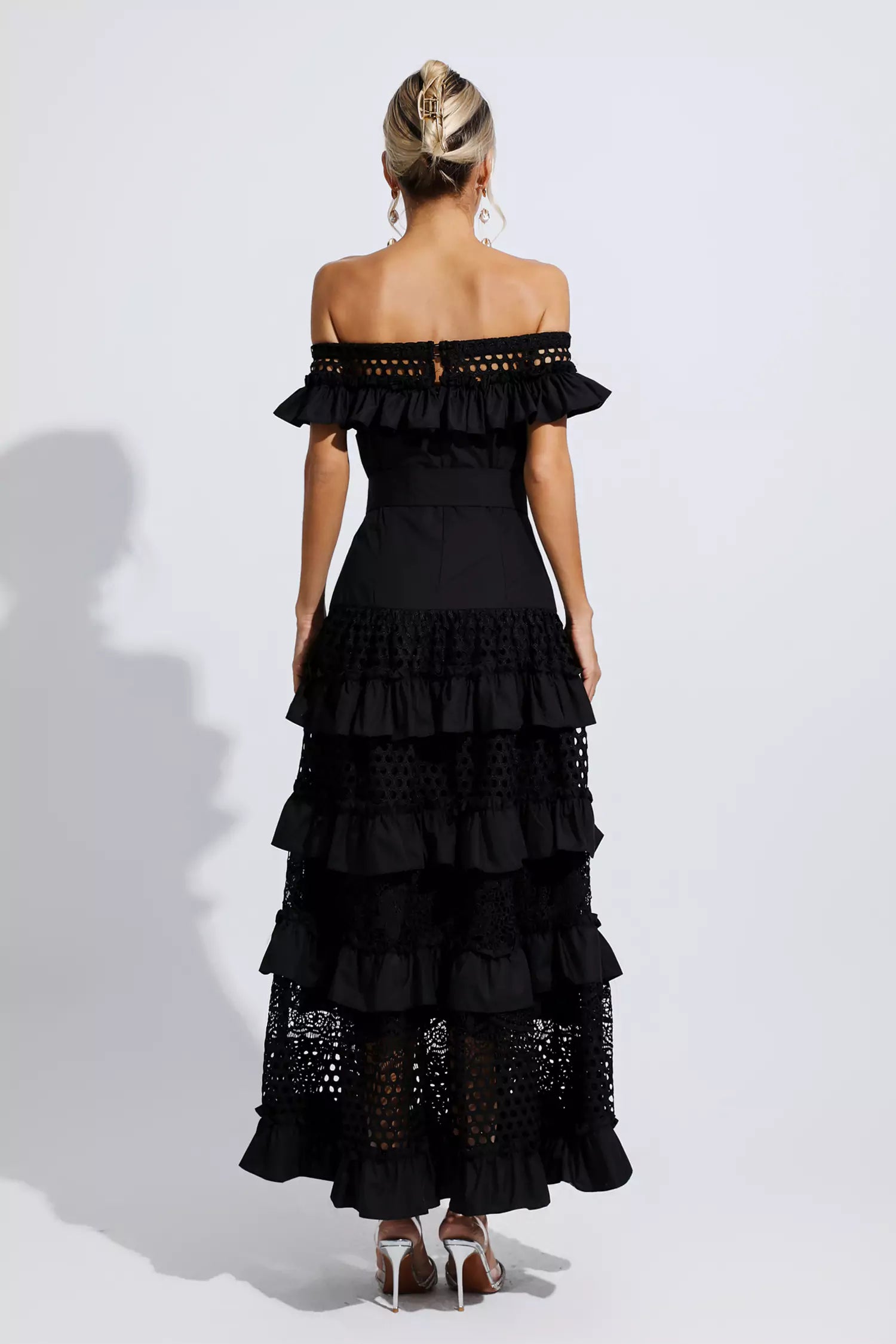 Sean Black Lace Cutout Maxi Dress