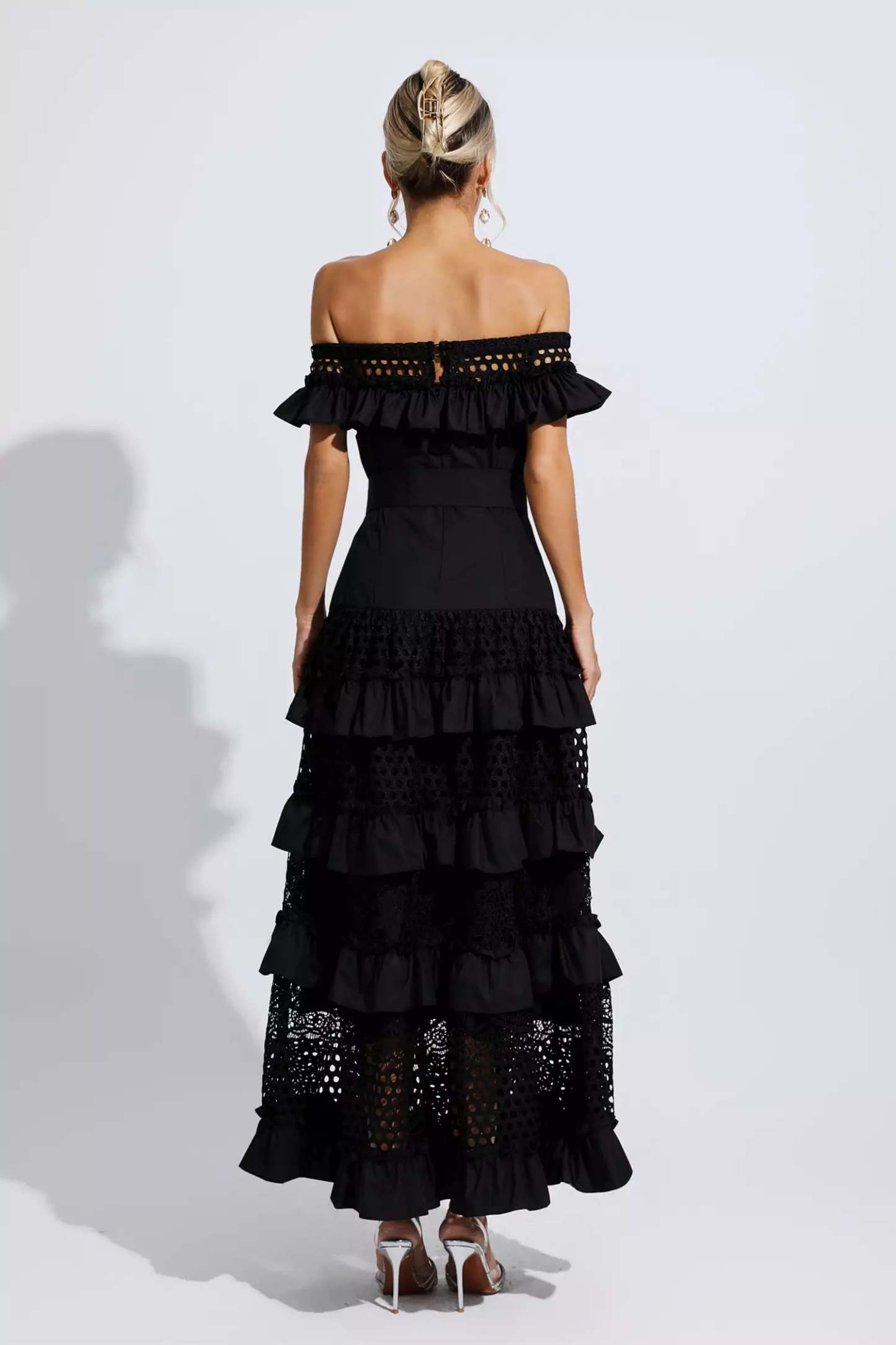 Sean Black Lace Cutout Maxi Dress