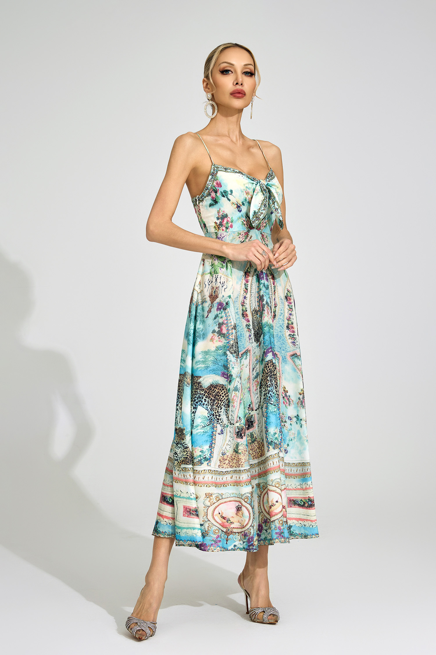 Ffion Green Print Maxi Dress