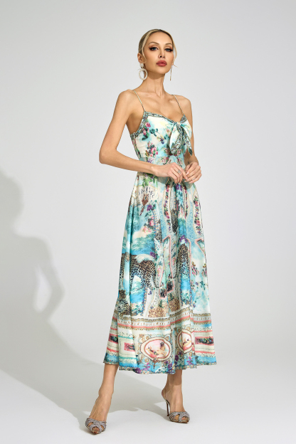 Ffion Green Print Maxi Dress