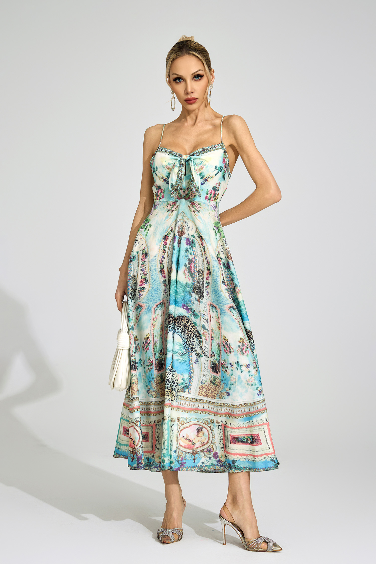 Ffion Green Print Maxi Dress