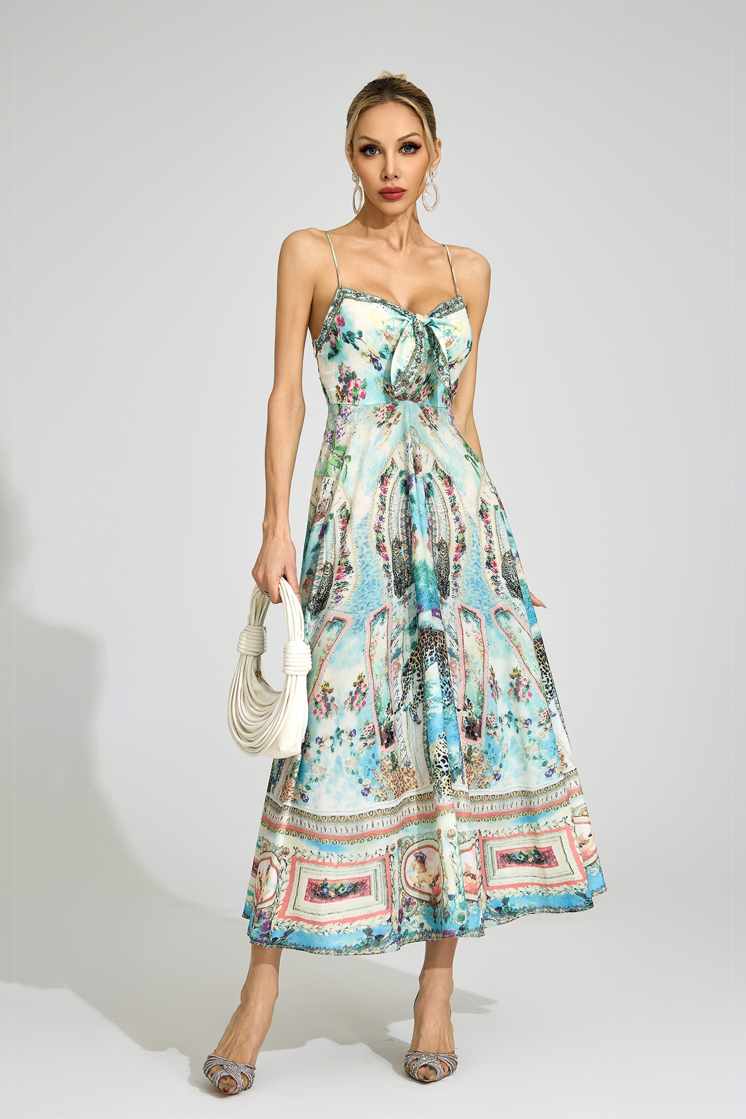 Ffion Green Print Maxi Dress
