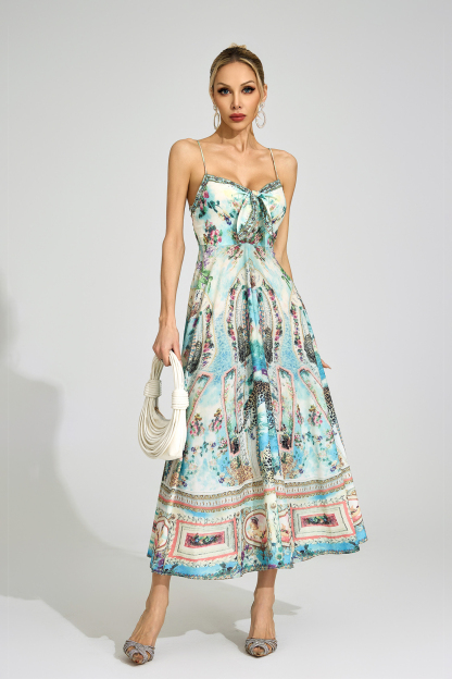 Ffion Green Print Maxi Dress